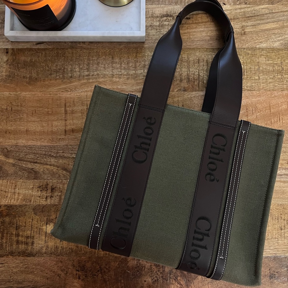 Chloe Woody Linen Tote Bag